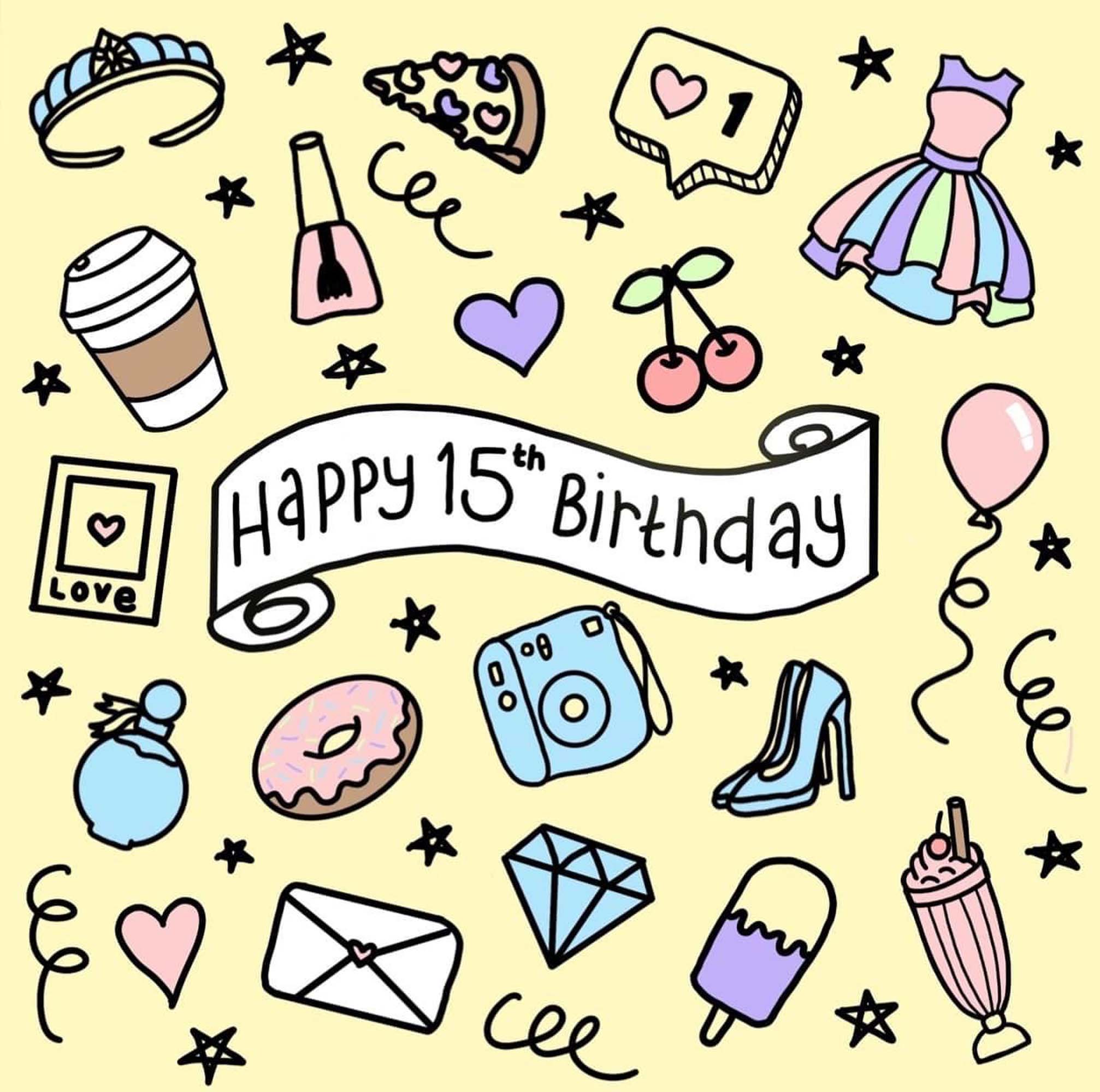15th Doodles Birthday Card