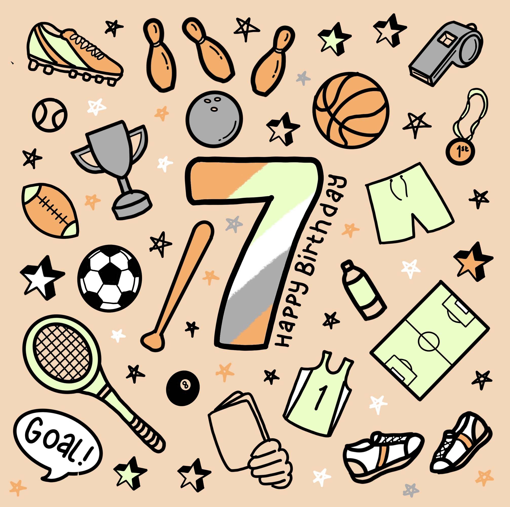 7th Birthday Sports Card