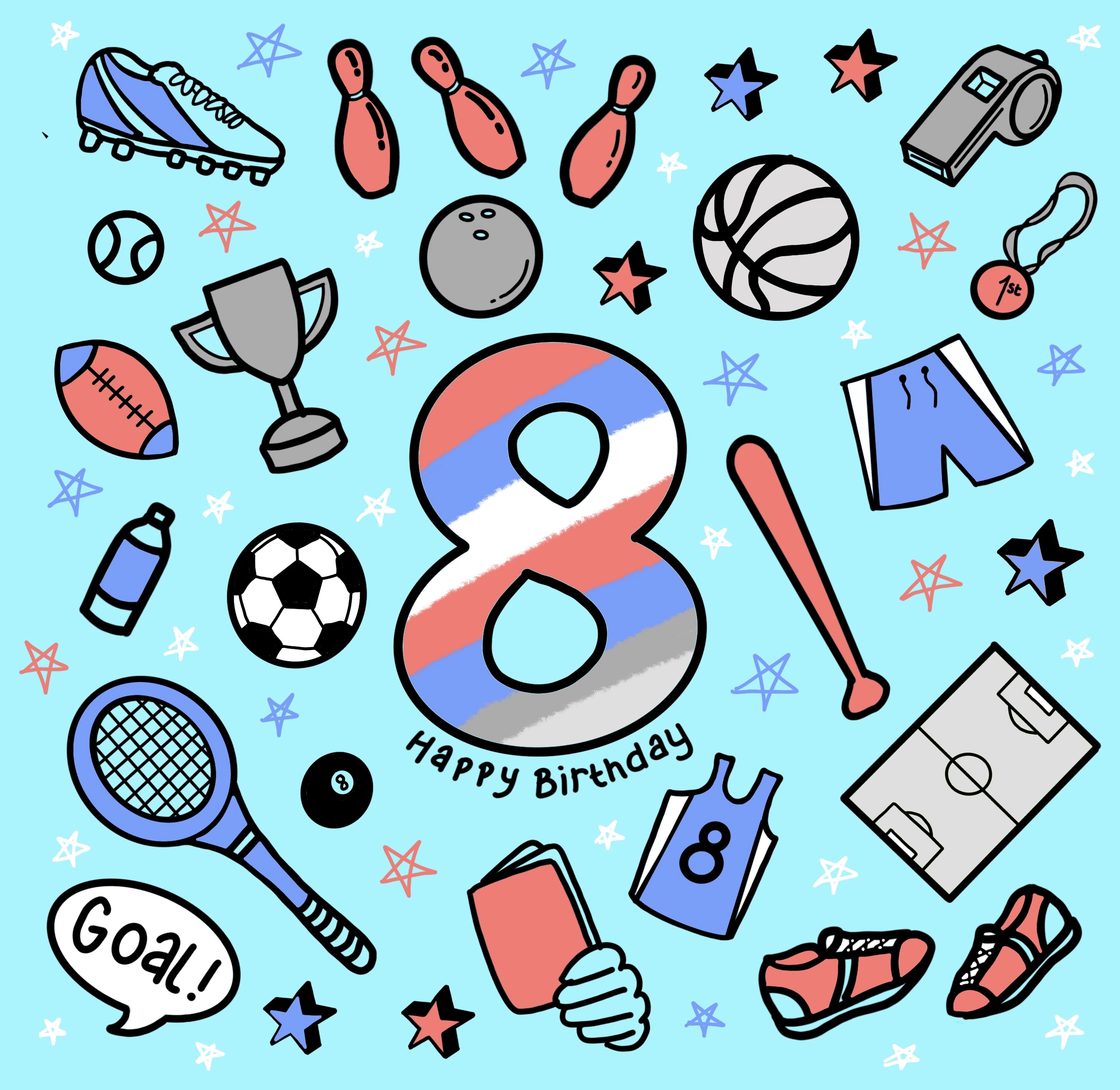 8th Birthday Sports Card