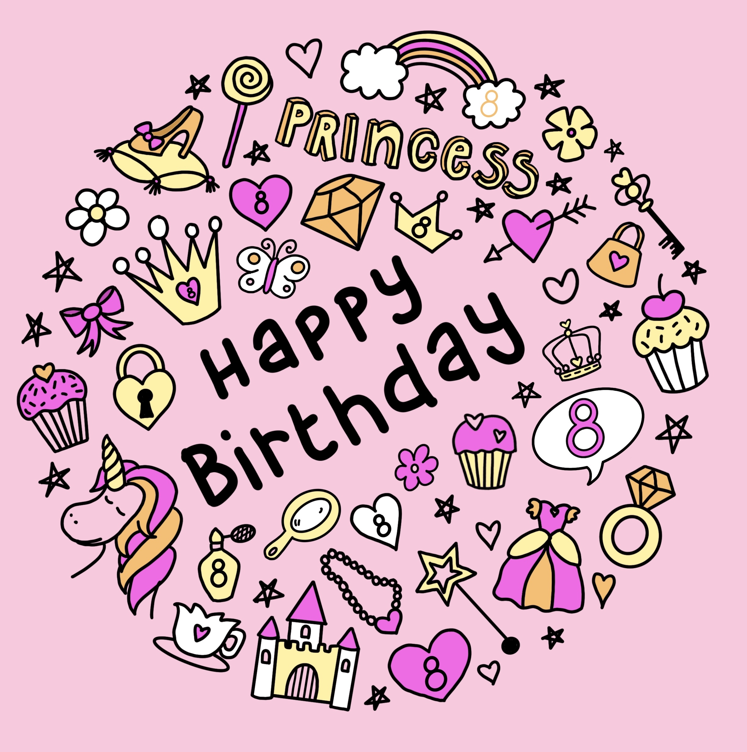8th Birthday Princess Card
