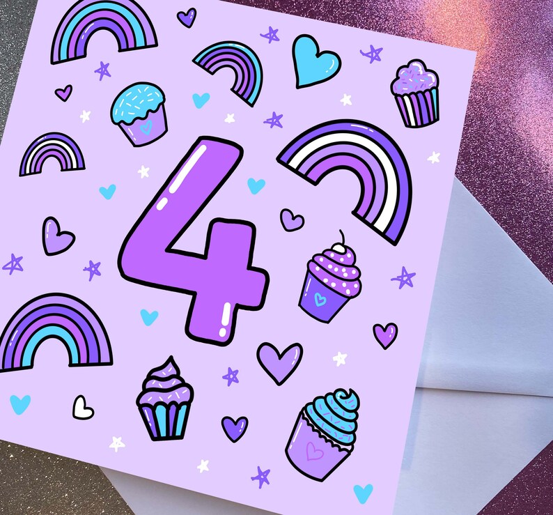 4th Birthday Rainbow Card