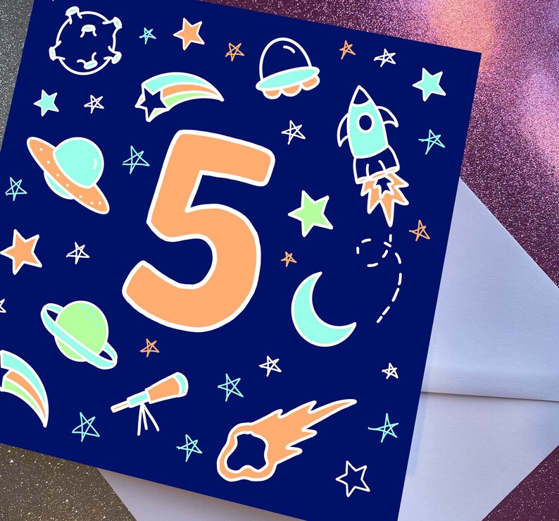 5th Birthday Space Card