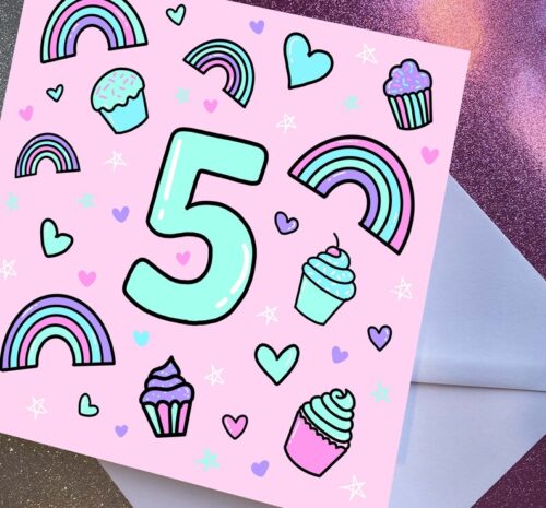 5th Birthday Rainbow Card