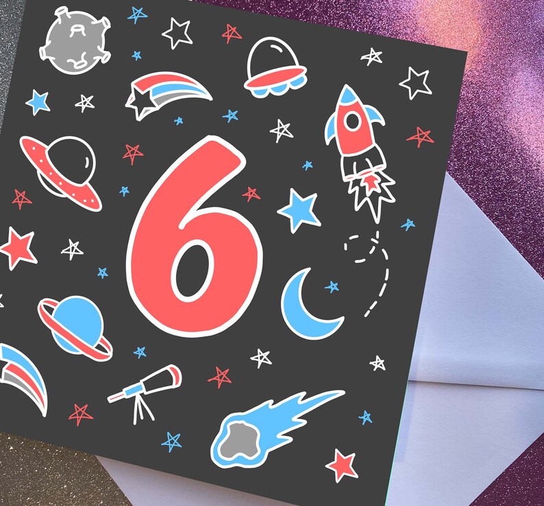 6th Birthday Space Card