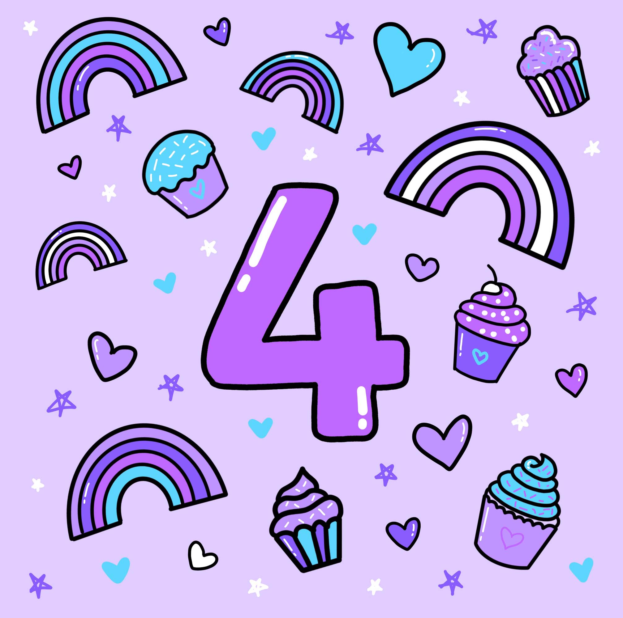 4th Birthday Rainbow Card