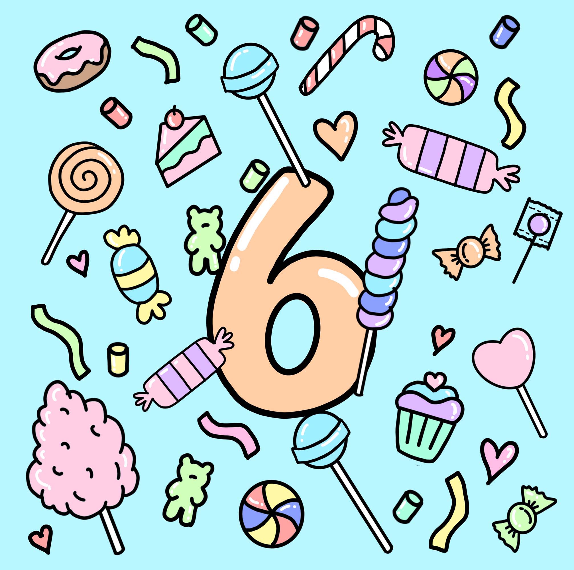 6th Birthday Sweets Card