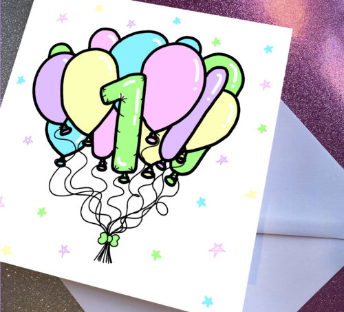 1st Birthday Balloons Card