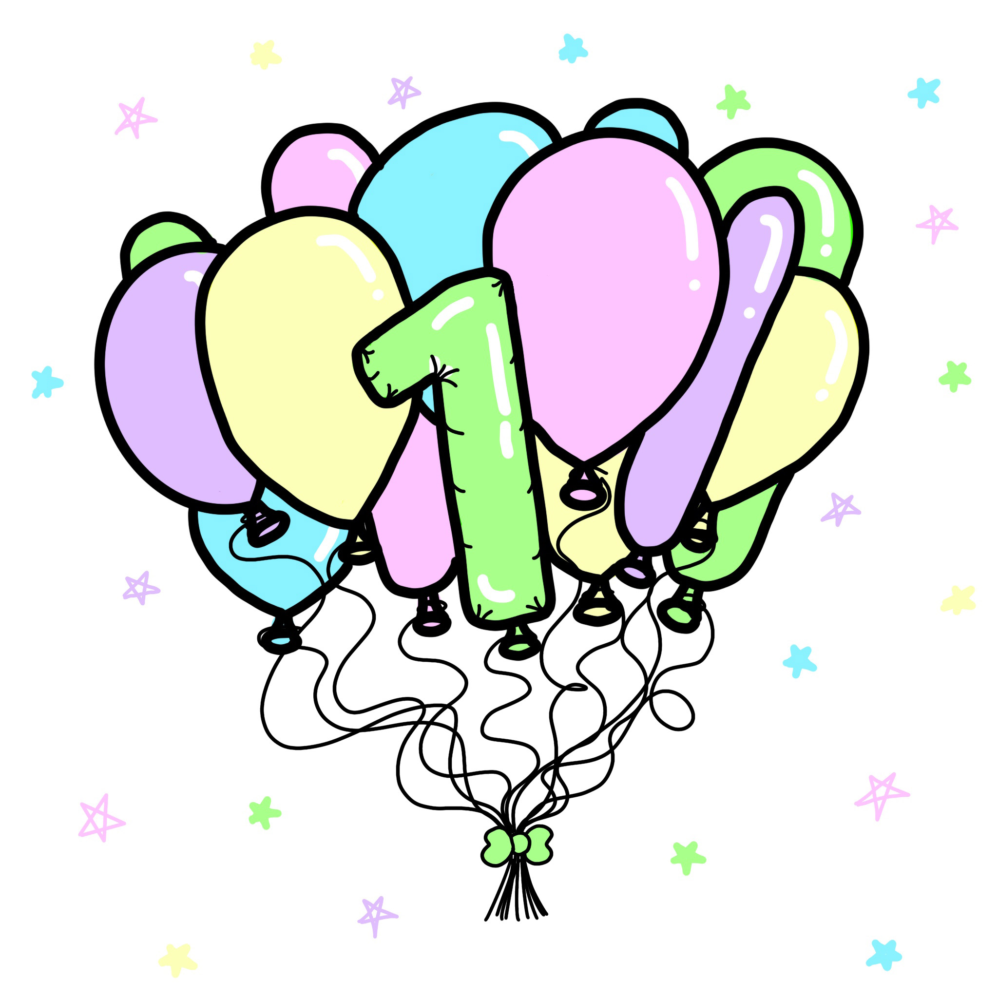 1st Birthday Balloons Card