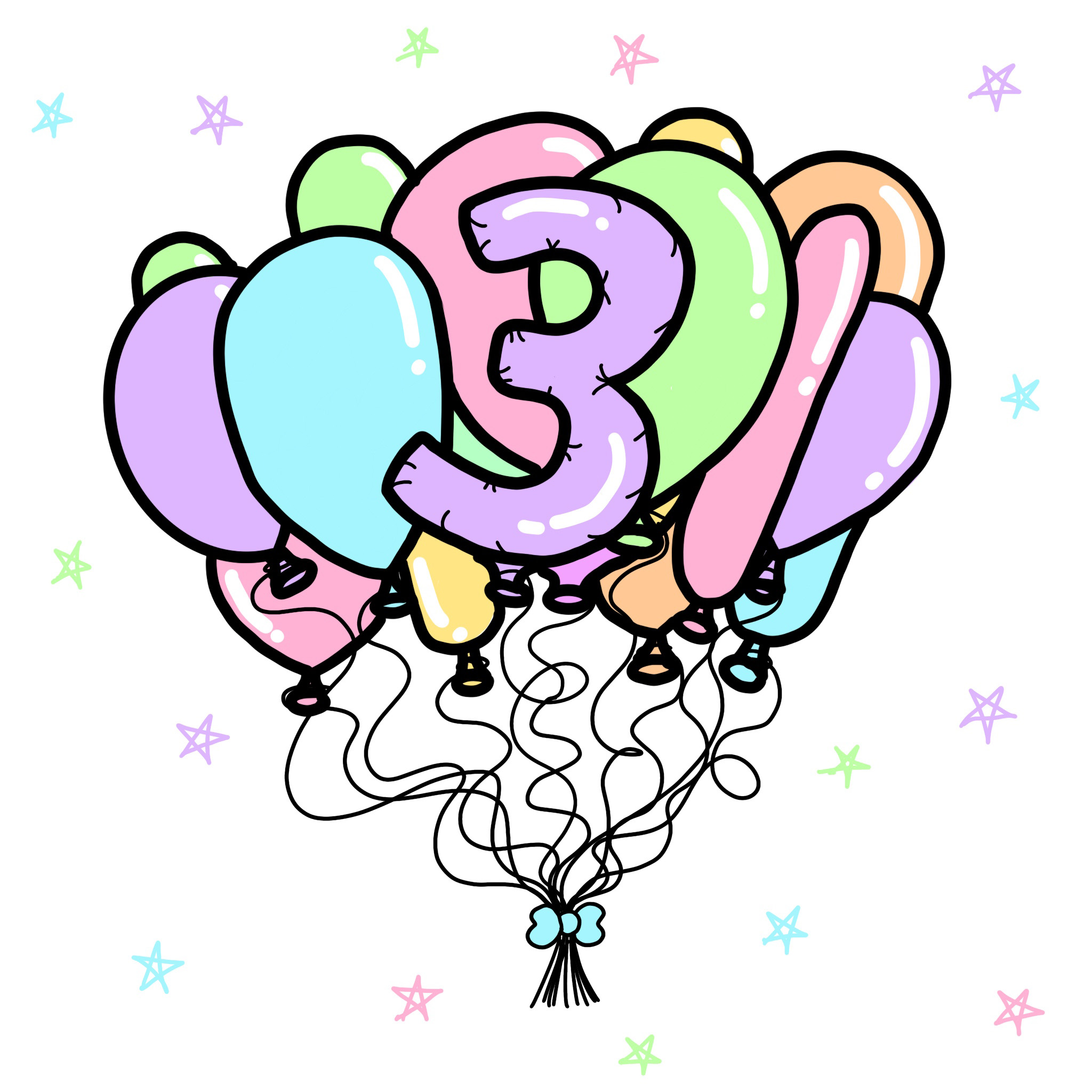 3rd Birthday Balloons Card