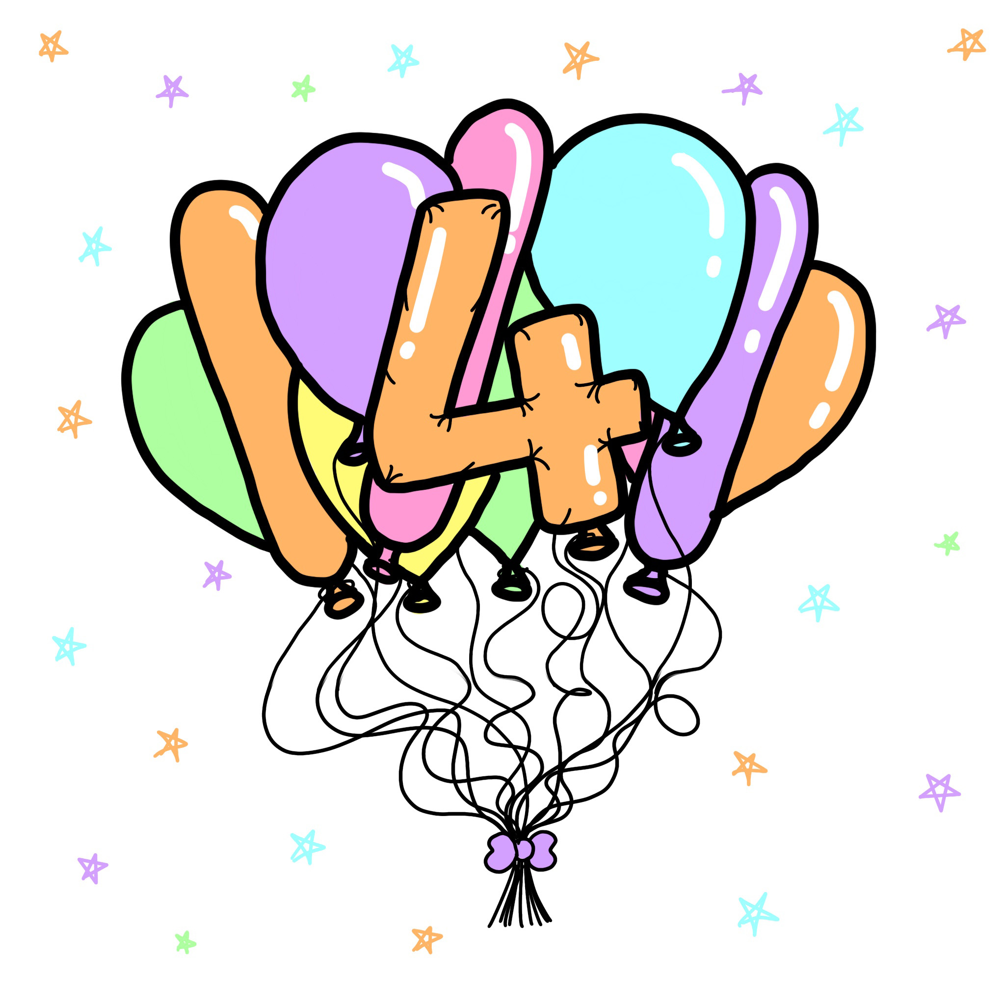 4th Birthday Balloons Card