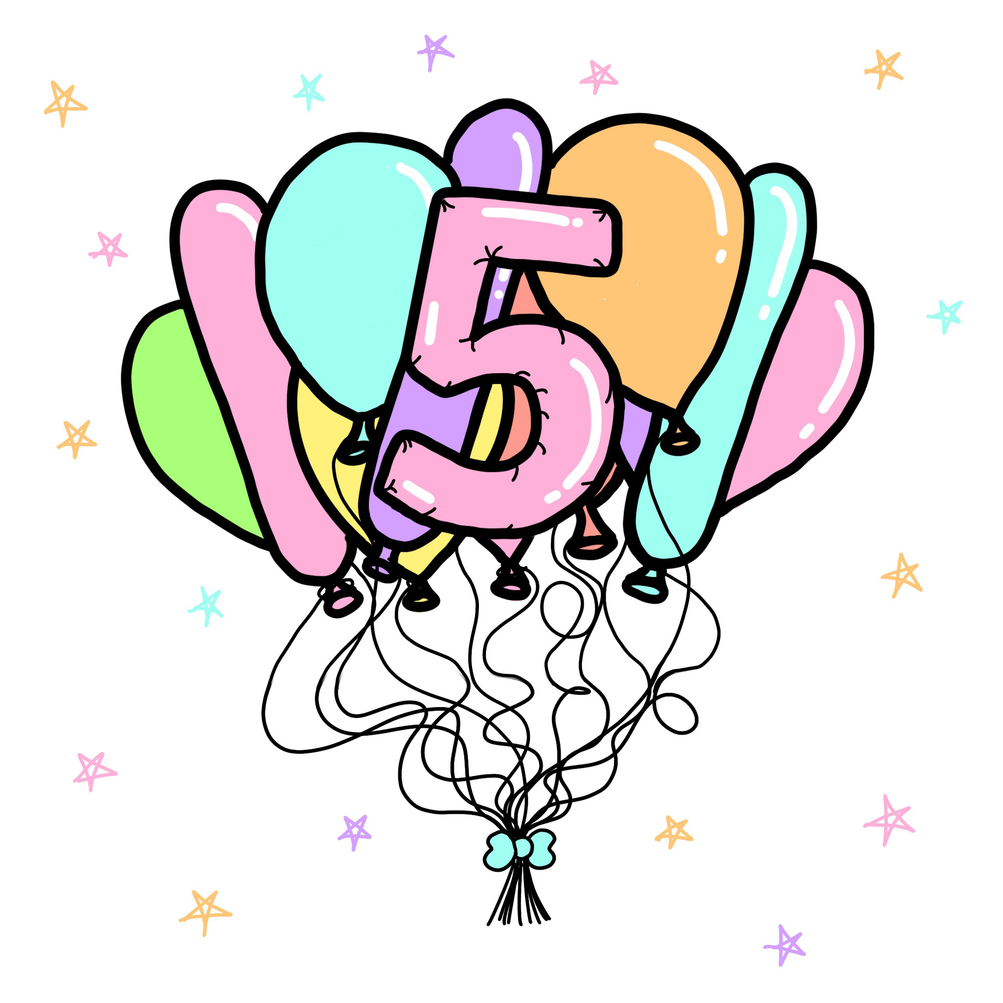 5th Birthday Balloons Card